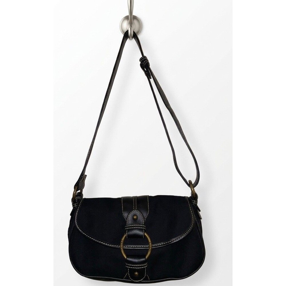 Vintage Ralph Lauren Black Fabric Shoulder Bag Minimalist Y2K Style